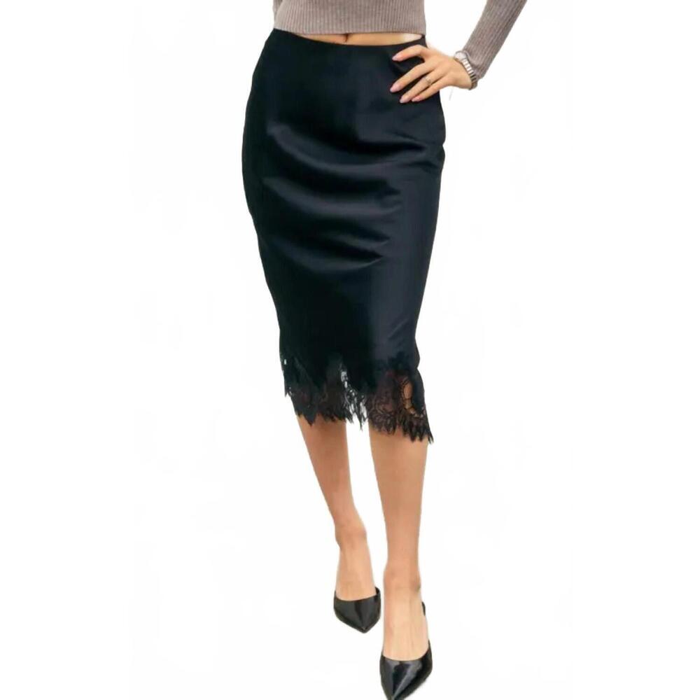 NEW MINT EXCLUSIVES rose dawn slip skirt in black